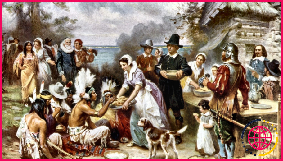 Que s'est-il passé lors du premier thanksgiving en 1621 ?
