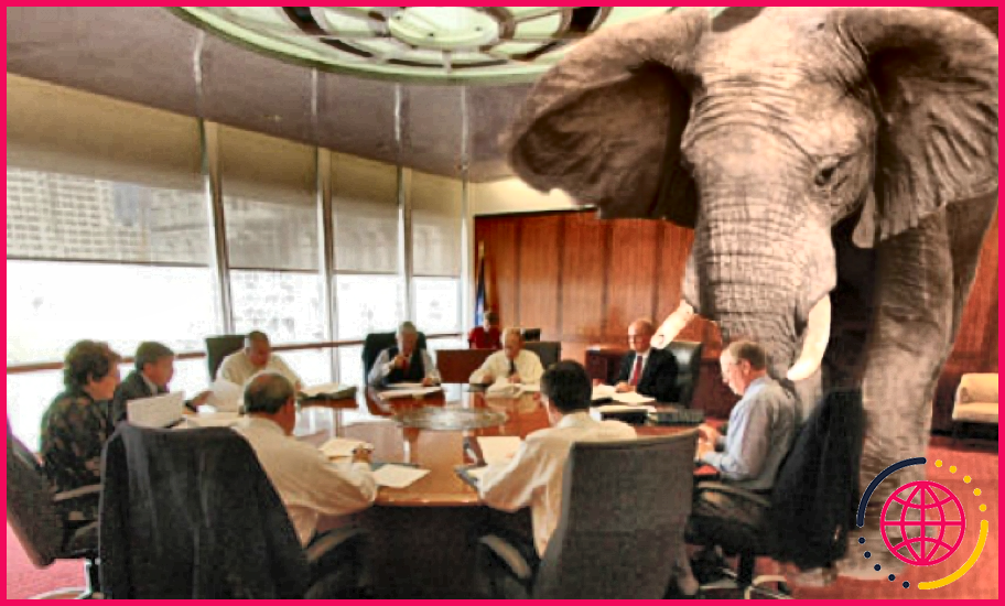 Qu'est-ce que ça veut dire quand on dit qu'il y a un éléphant dans la pièce ?
