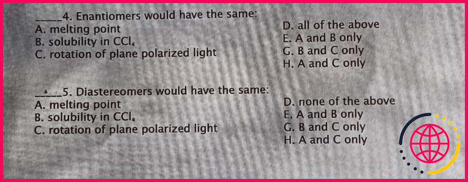 Les diastéréoisomères tournent-ils en lumière polarisée plane ?